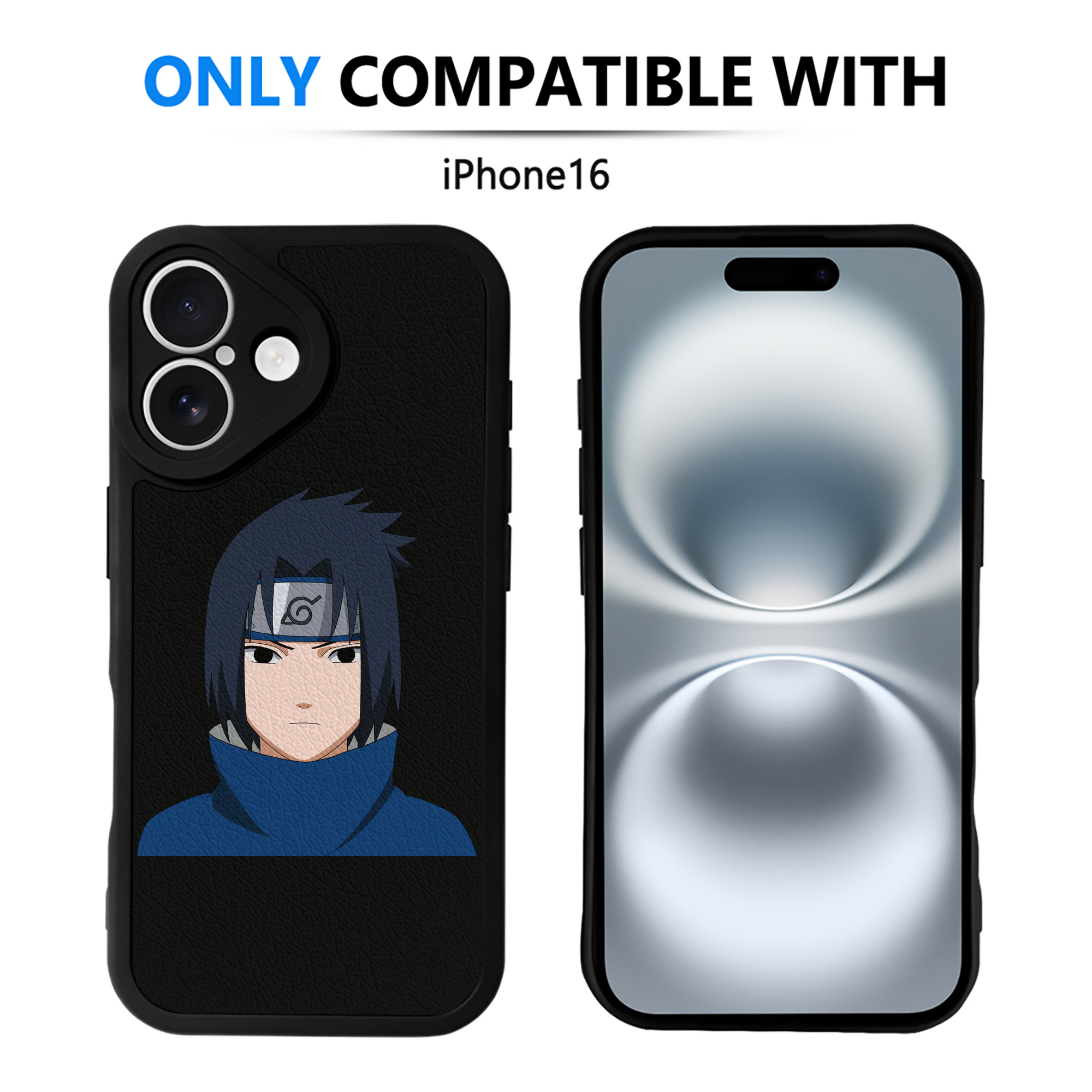 （画像用） NARUTO -ナルト- うちは サスケ Uchiha Sasuke 【iPhone 16シリーズ対応】シリコンスマホケース（レザー調） 材質：シリコン